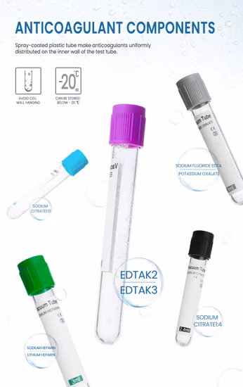 10 ml medizinisches Einweg-Reagenzglas für Lithium-Heparin/Natrium-Heparin-Vakuum-Blutentnahme